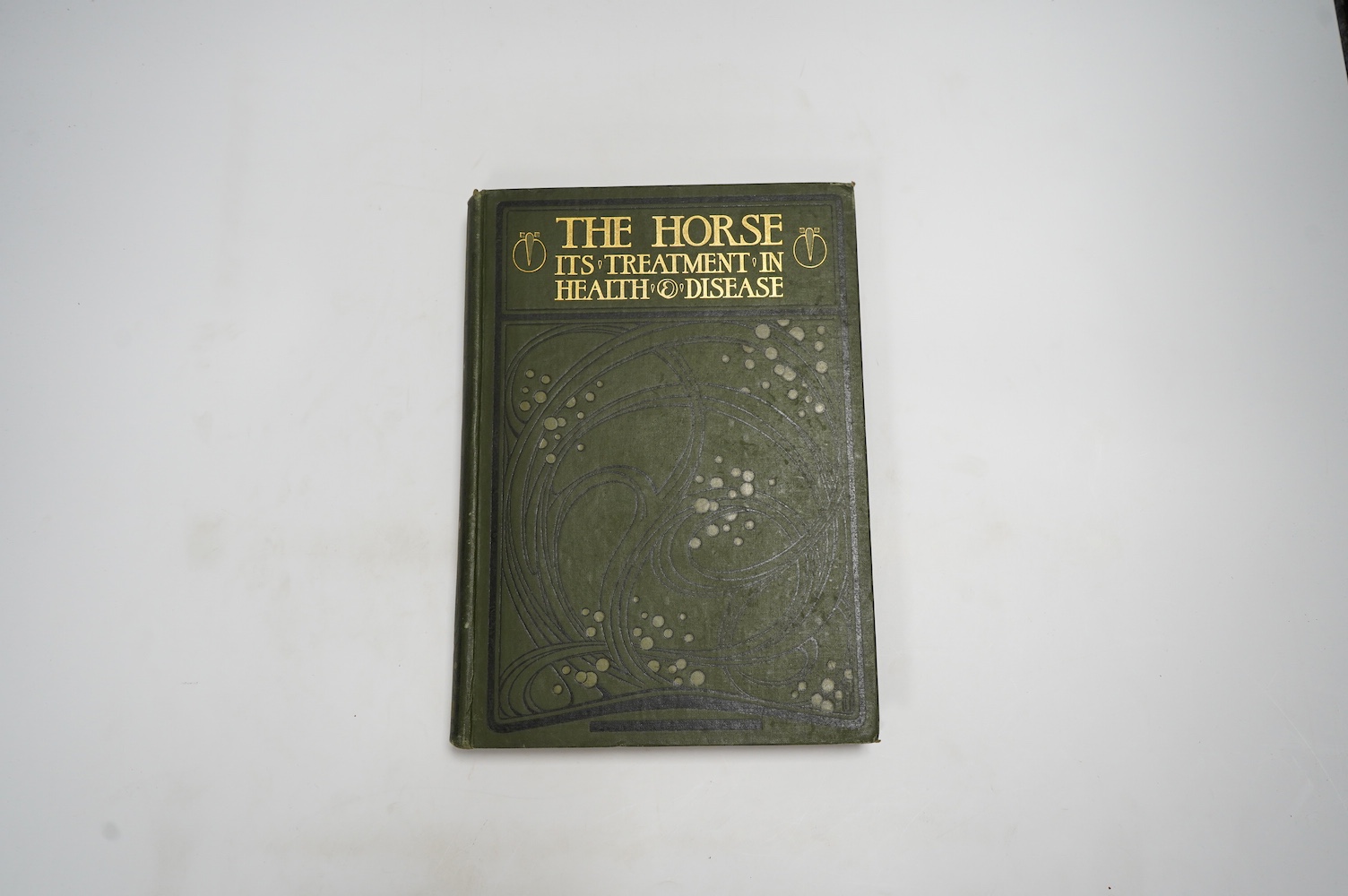 Axe, J. Wortley (editor) - The Horse: its treatment in health and disease. With a complete guide to breeding training and management. 9 vols. many plates (some coloured and folded), 13 folded pedigree tables, many text i